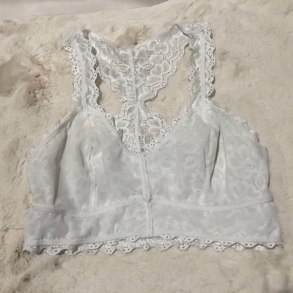 Bralette White Lace Racerback - Picture 6 of 8